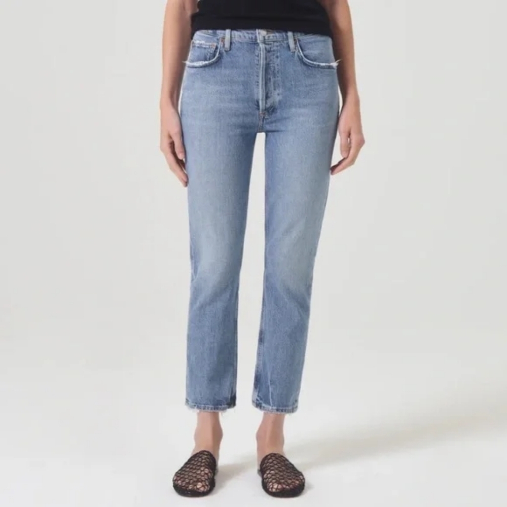 AGOLDE Riley High Rise Straight Crop in QUIVER Light Wash